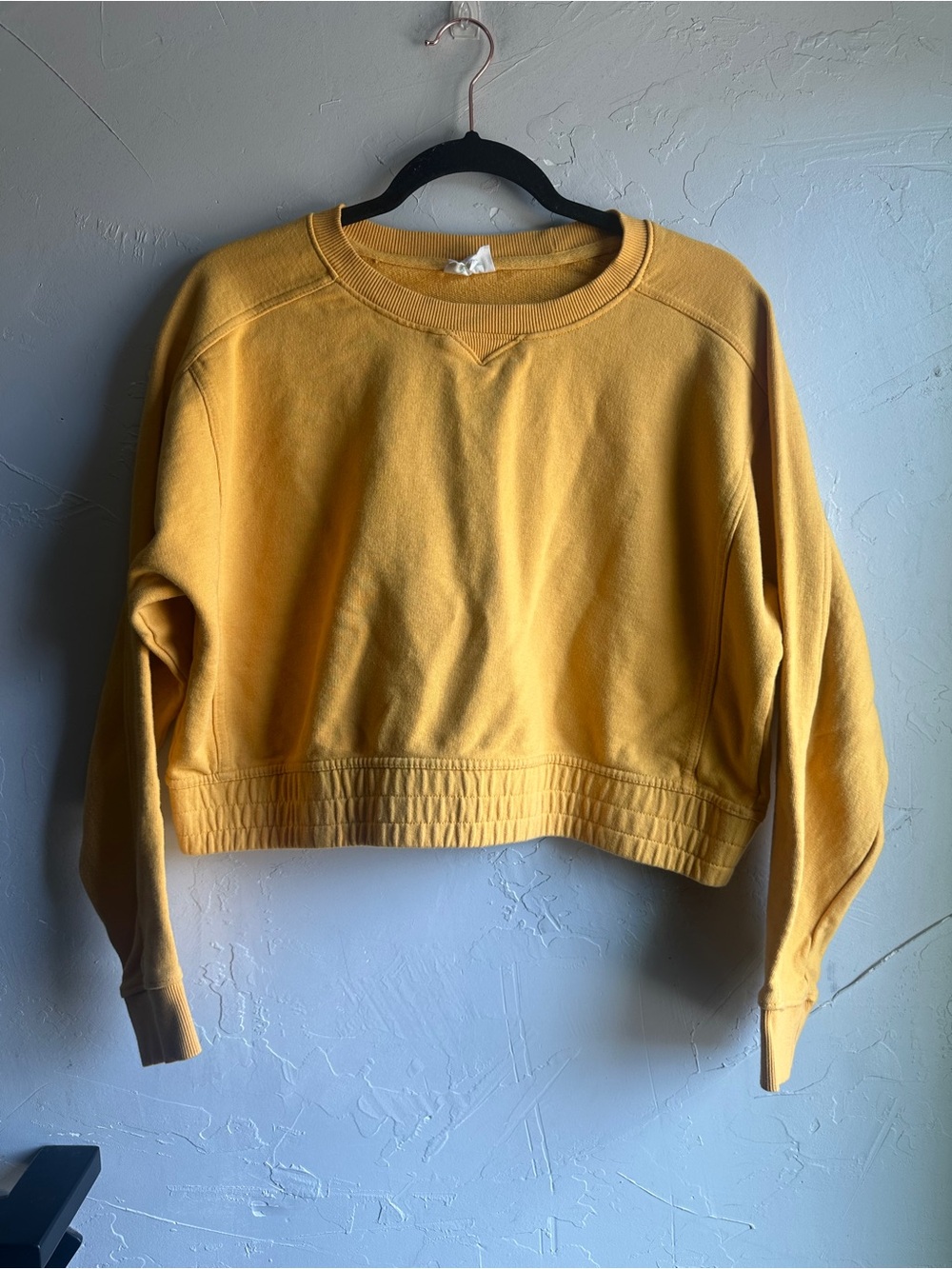 Mustard Yellow Cropped Sweatshirt Scandi Minimalist Cozy Core Soft Girl Pullover